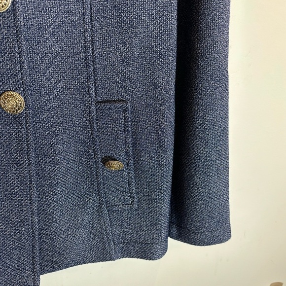 ST.JOHN Sz 12 53% Wool Textured Double Breasted Pleated Back Pockets Blazer - Picture 11 of 12